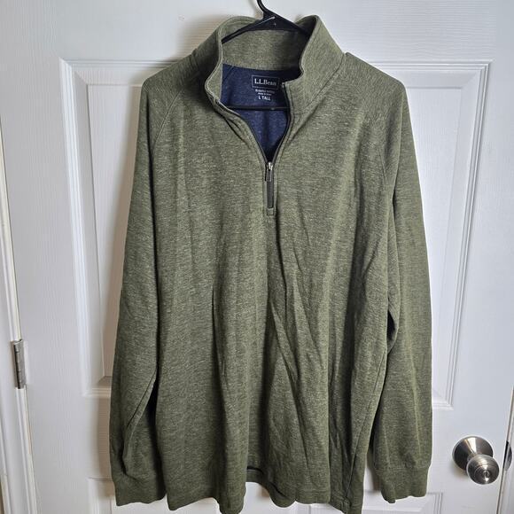 LL Bean‎ Pullover Men's LT Green 1/4 Zip - Picture 2 of 6